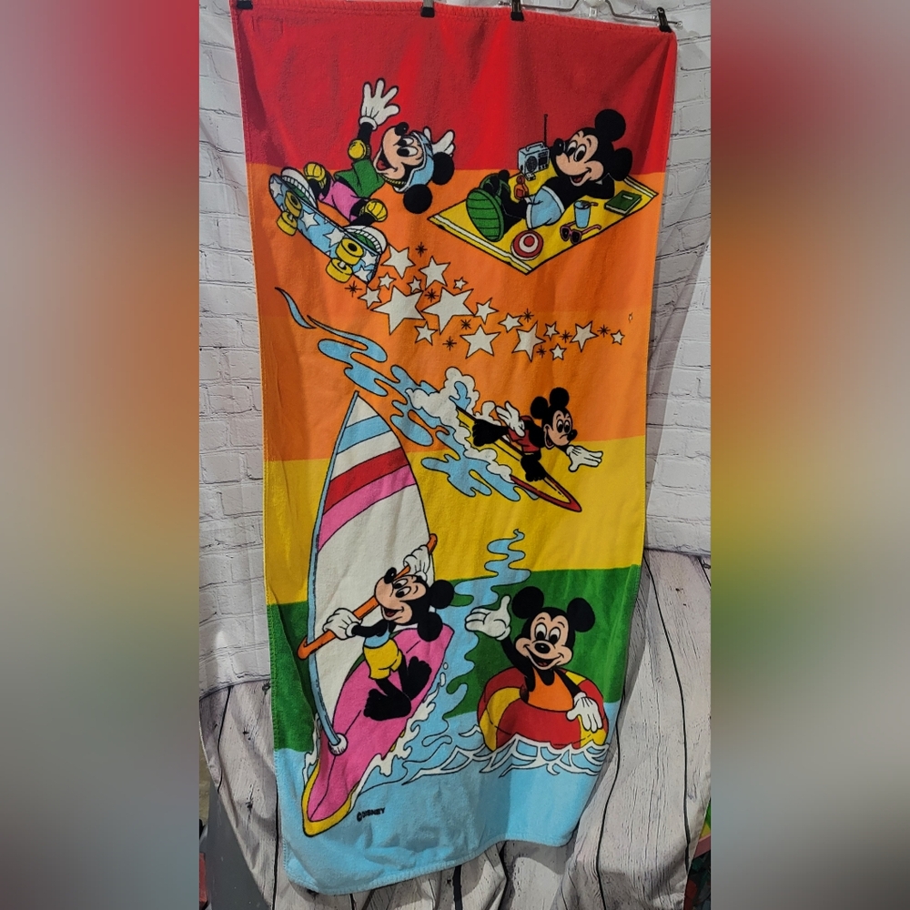 Vintage Disney Mickey Mouse Surf Beach Towel 1990’s